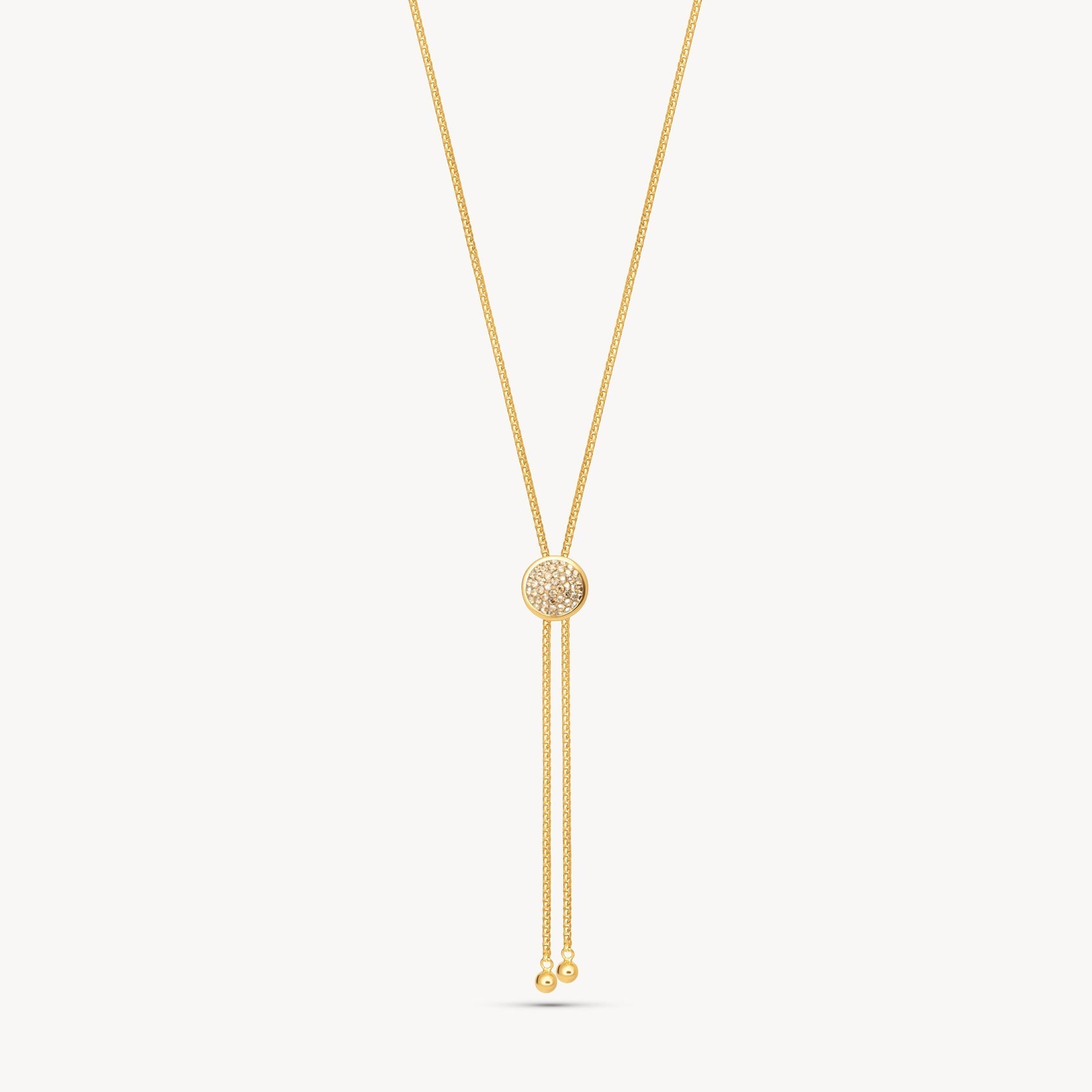 Hillberg & Berk SPARKLE BEZEL BOLO TIE NECKLACE - Soft Gold - Blue Sky Fashions & Lingerie