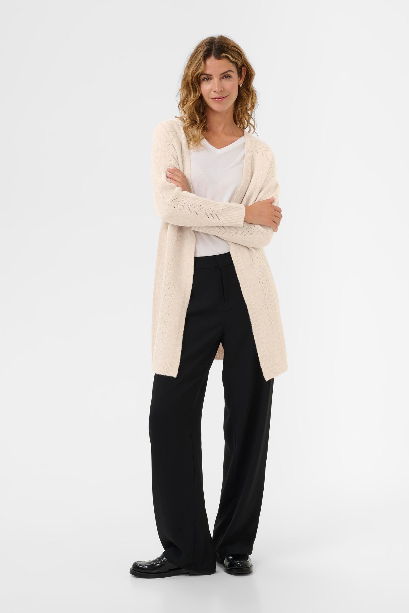 Holiday Long Knit Cardigan by Cream - oat melange - Blue Sky Fashions & Lingerie
