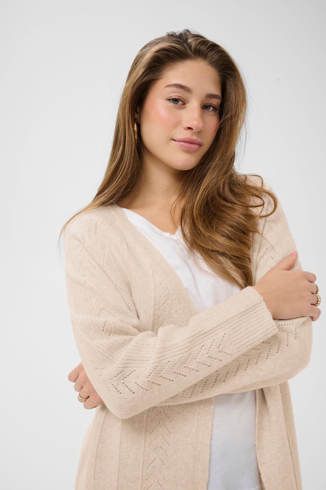 Holiday Long Knit Cardigan by Cream - oat melange - Blue Sky Fashions & Lingerie