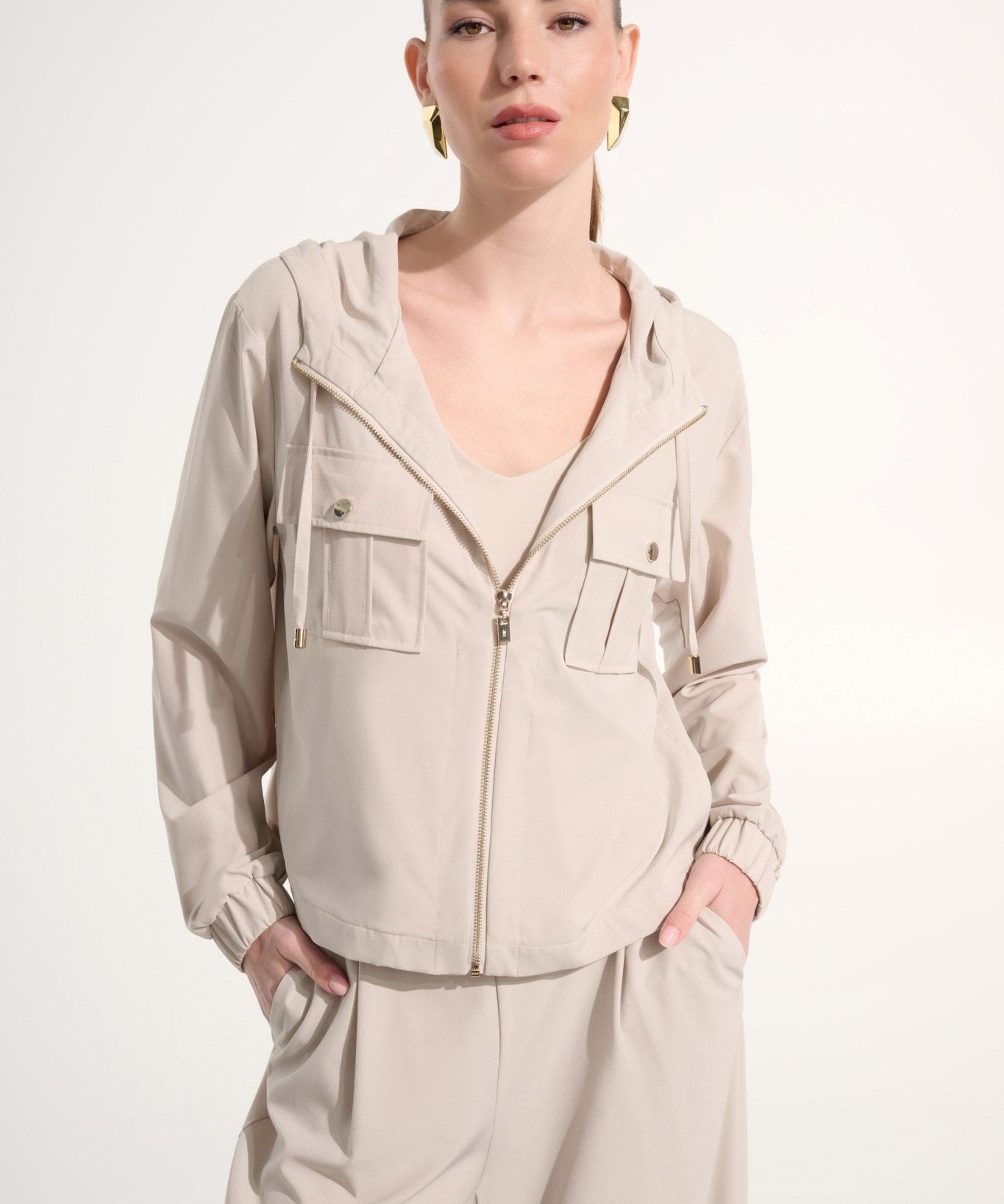 Hooded Boxy Utility Jacket 262621 - Blue Sky Fashions & Lingerie