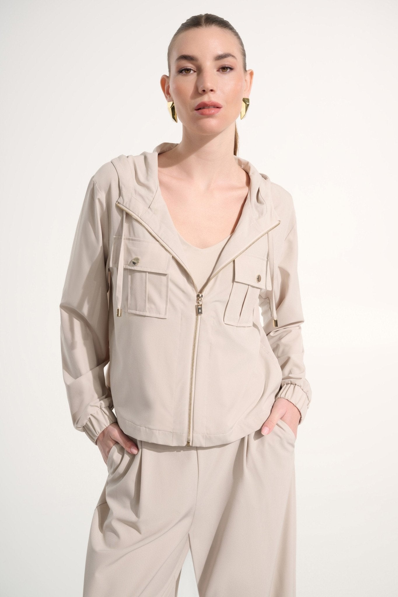 Hooded Boxy Utility Jacket 262621 - Blue Sky Fashions & Lingerie