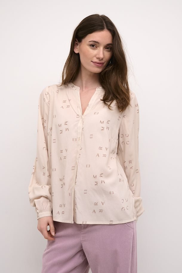 Ijia Shirt - Cream Ancient Scroll - Blue Sky Fashions & Lingerie