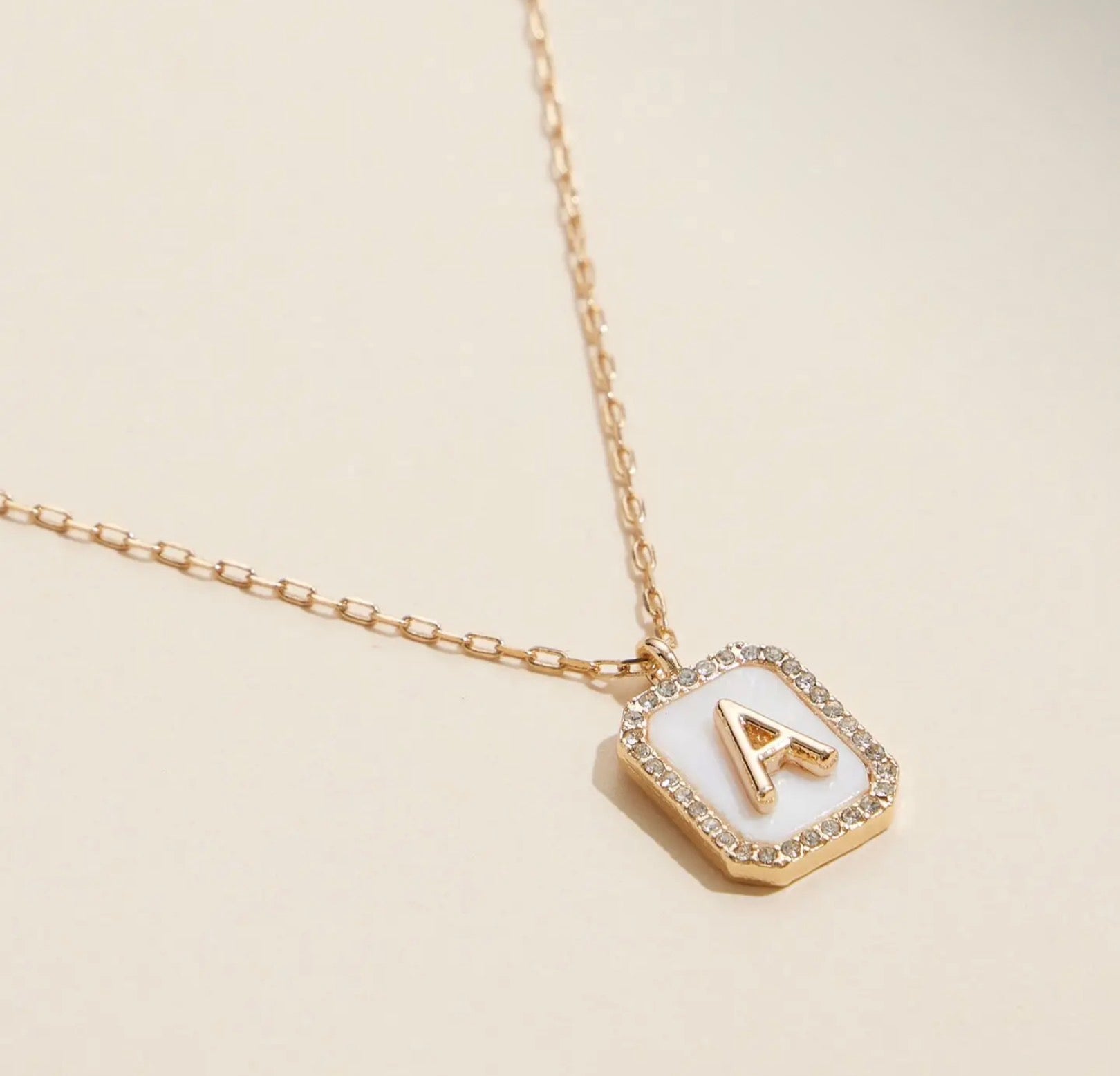 Initial Shell Tile Charm Necklace - Blue Sky Fashions & Lingerie