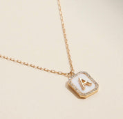 Initial Shell Tile Charm Necklace - Blue Sky Fashions & Lingerie