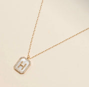 Initial Shell Tile Charm Necklace - Blue Sky Fashions & Lingerie