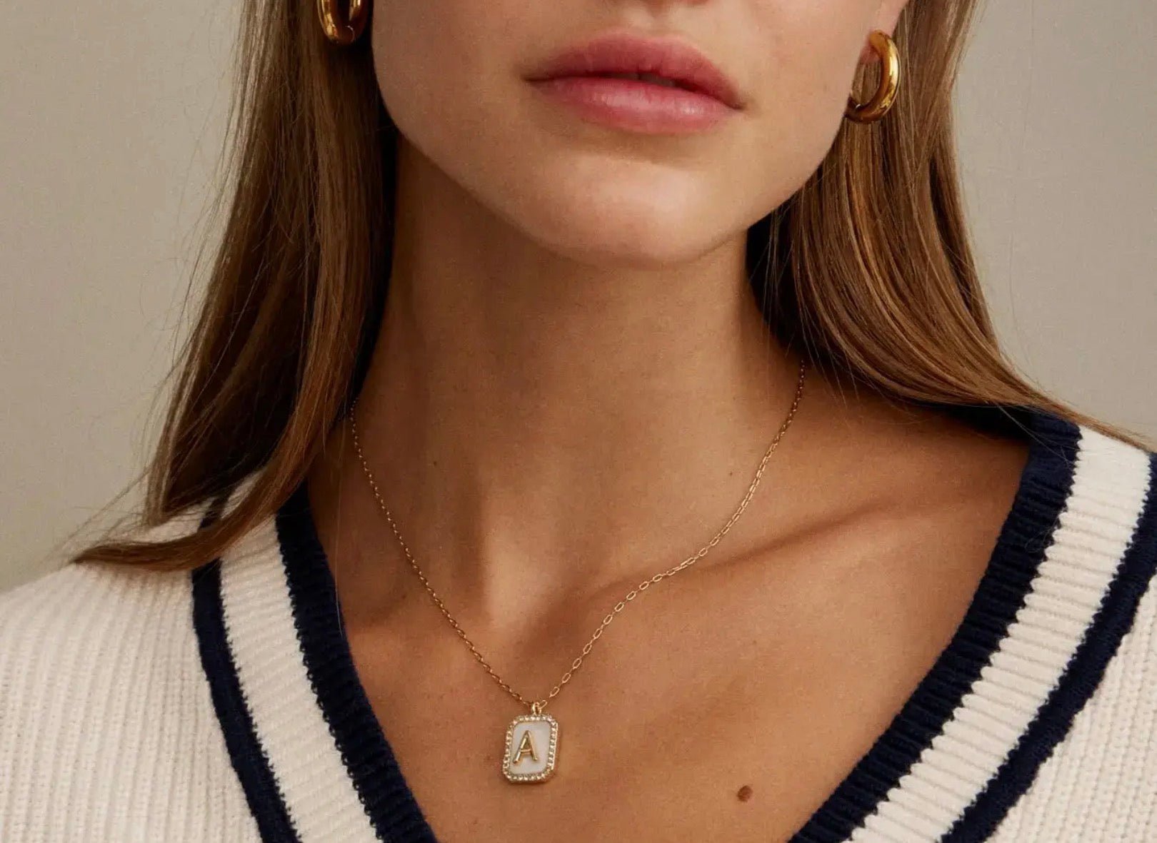 Initial Shell Tile Charm Necklace - Blue Sky Fashions & Lingerie