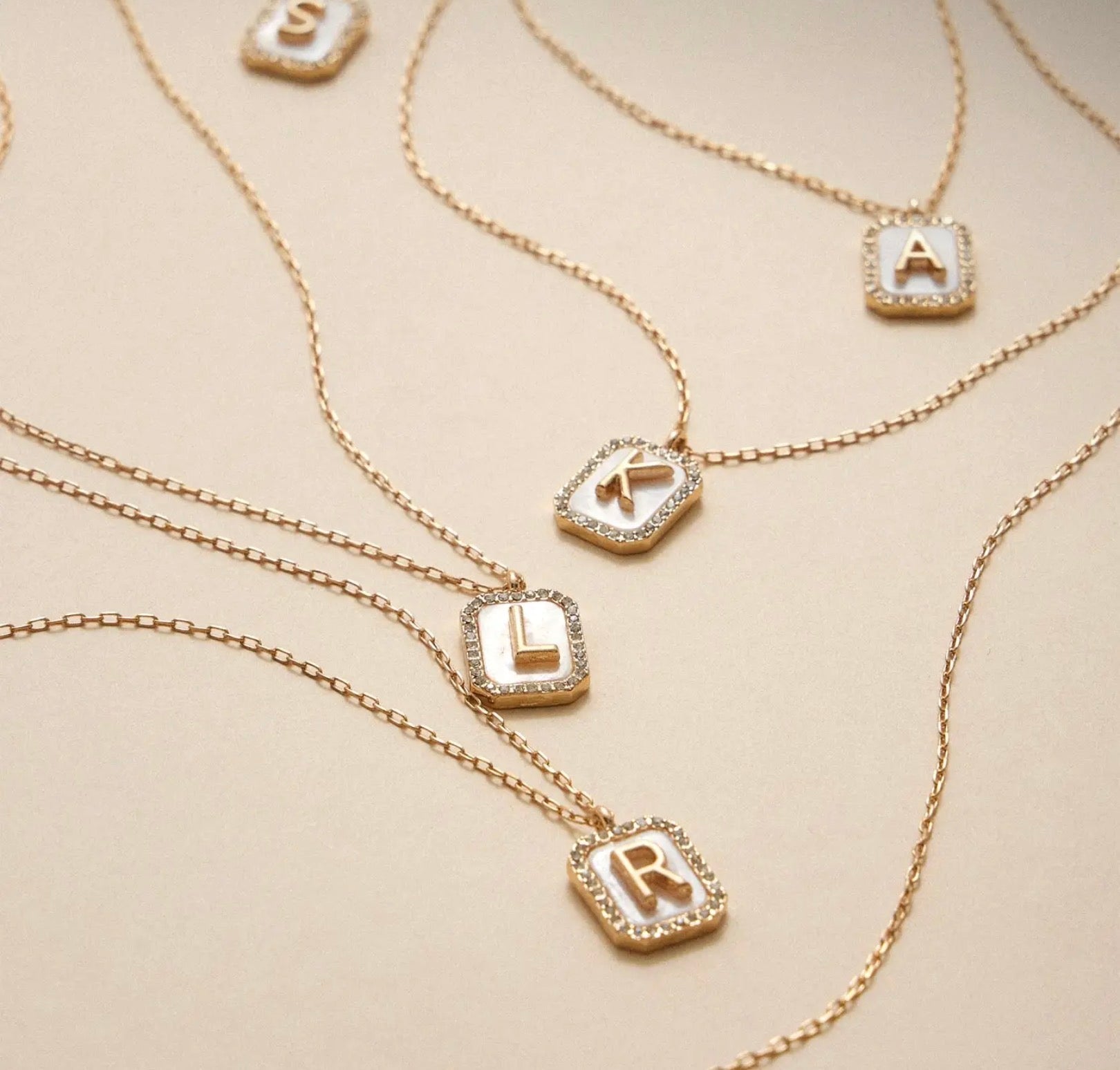 Initial Shell Tile Charm Necklace - Blue Sky Fashions & Lingerie