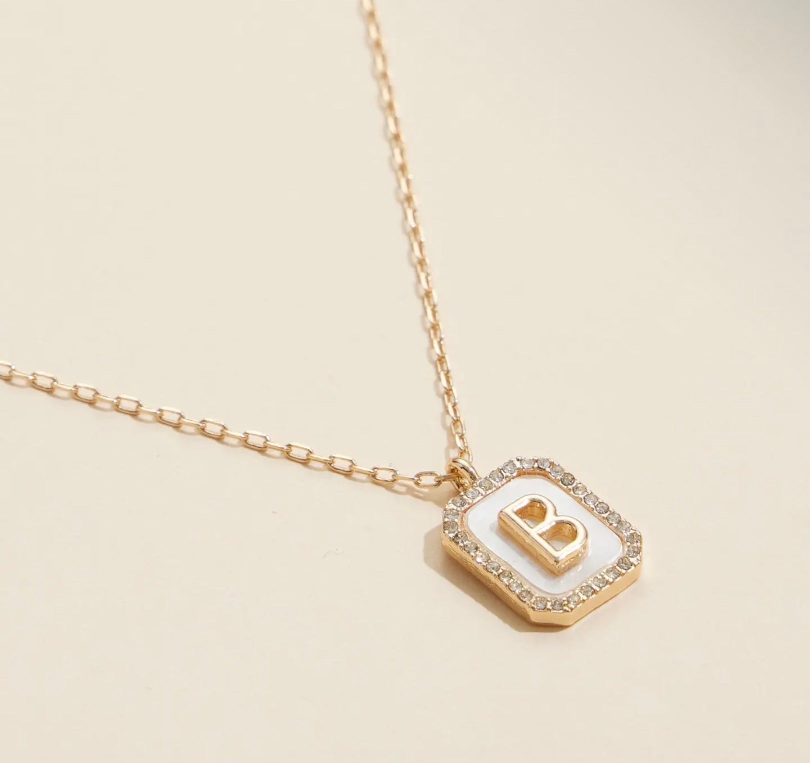 Initial Shell Tile Charm Necklace - Blue Sky Fashions & Lingerie