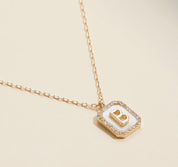 Initial Shell Tile Charm Necklace - Blue Sky Fashions & Lingerie