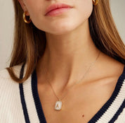 Initial Shell Tile Charm Necklace - Blue Sky Fashions & Lingerie