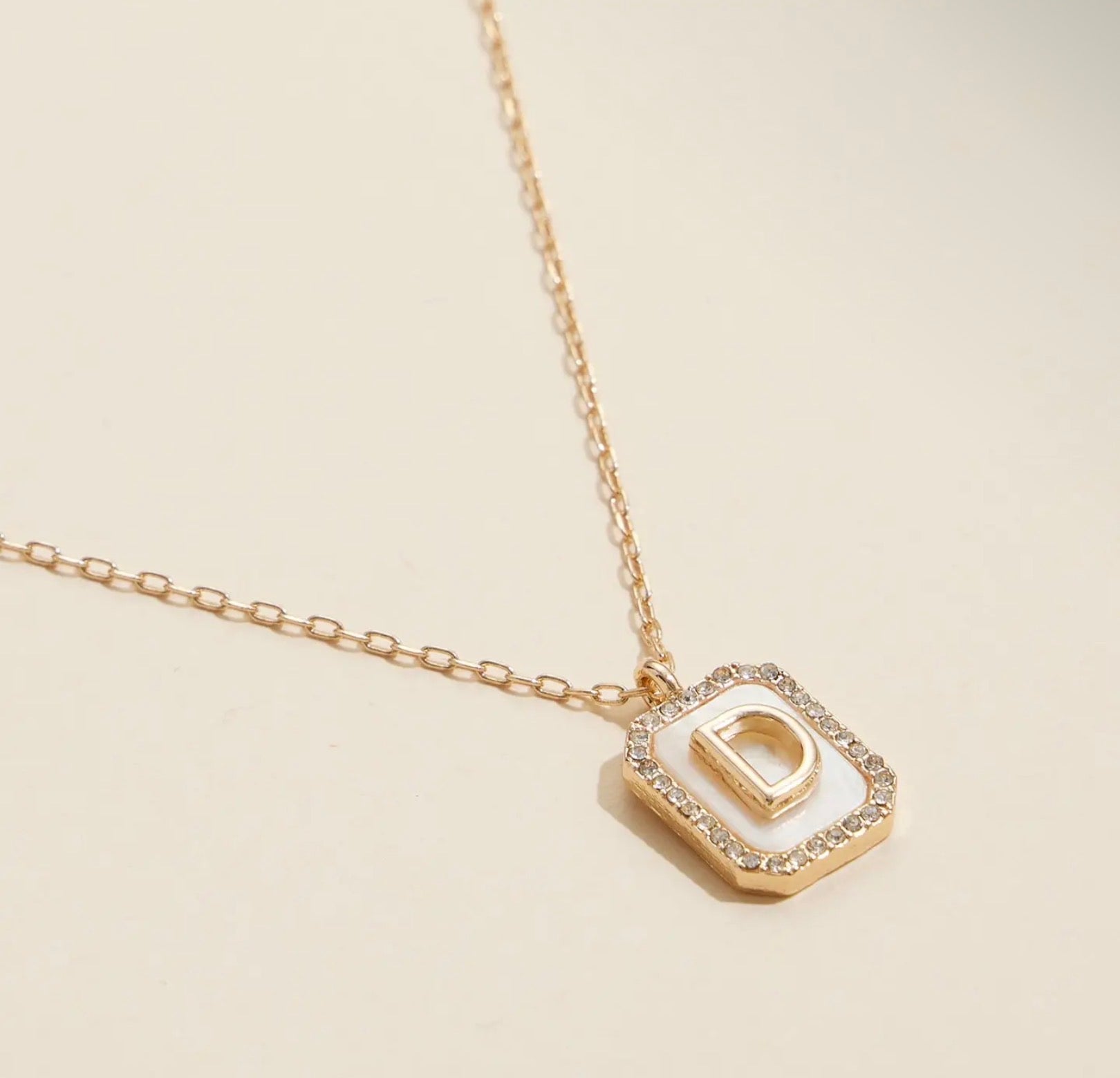 Initial Shell Tile Charm Necklace - Blue Sky Fashions & Lingerie