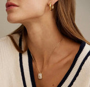 Initial Shell Tile Charm Necklace - Blue Sky Fashions & Lingerie