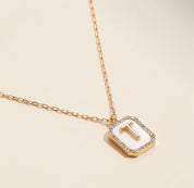 Initial Shell Tile Charm Necklace - Blue Sky Fashions & Lingerie