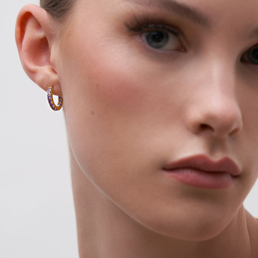 Inside-Out Huggie Hoop Earrings - Amethyst - Blue Sky Fashions & Lingerie