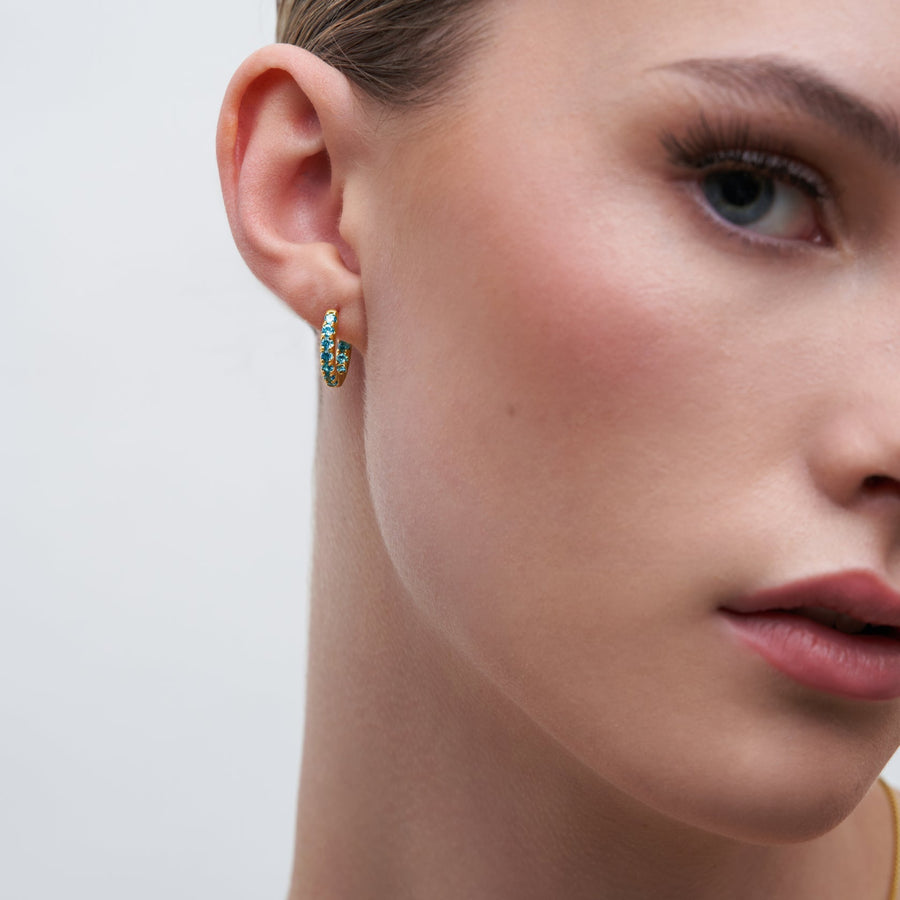 Inside-Out Huggie Hoop Earrings - Aqua - Blue Sky Fashions & Lingerie