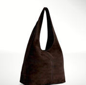 Italian Leather Suede Hobo Bag - Fudge - Blue Sky Fashions & Lingerie