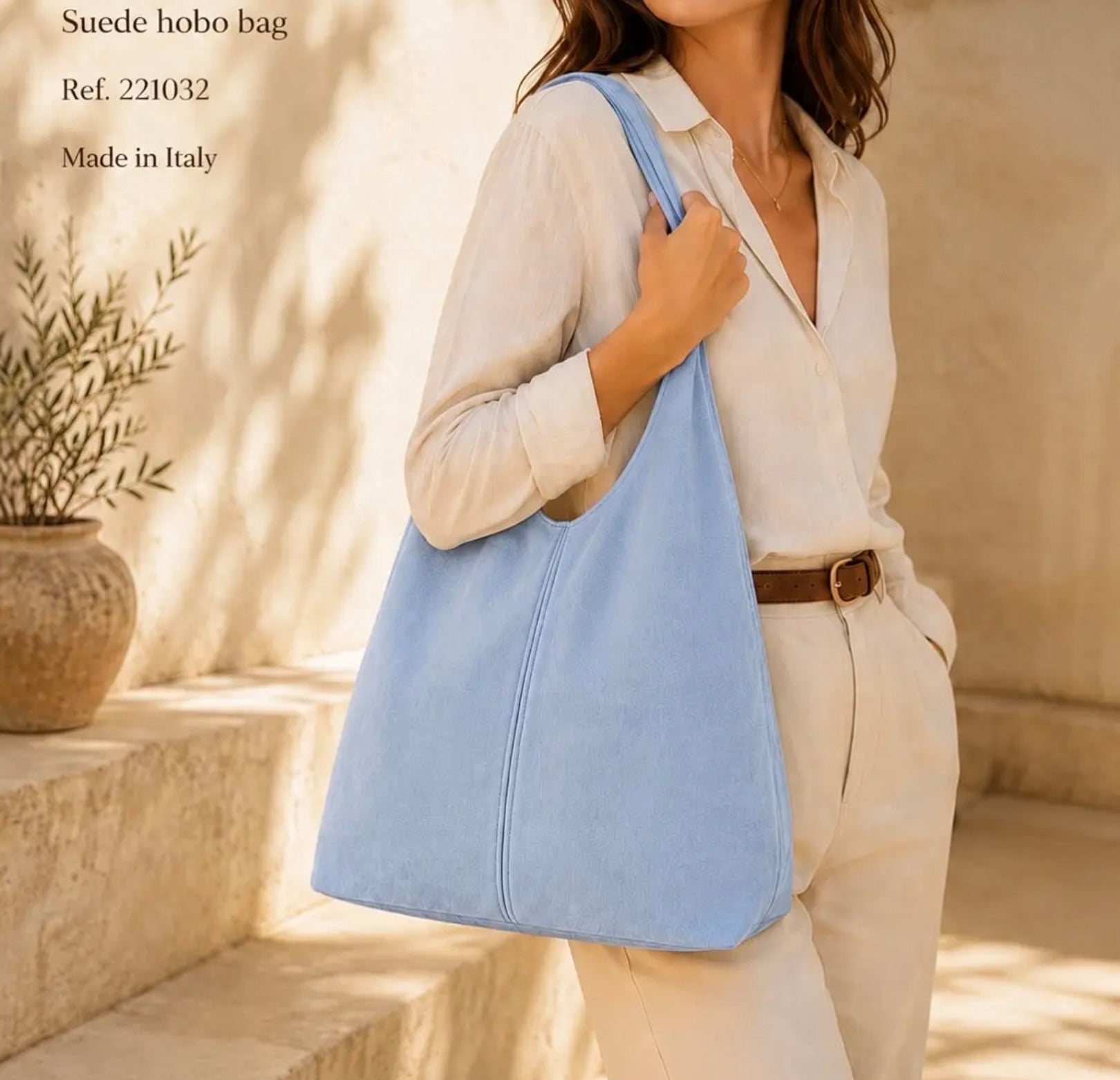Italian Leather Suede Hobo Bag - Fudge - Blue Sky Fashions & Lingerie