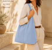Italian Leather Suede Hobo Bag - Fudge - Blue Sky Fashions & Lingerie