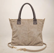 Italian Suede Leather Shopper Bag - Fudge - Blue Sky Fashions & Lingerie