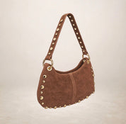 Italian Suede Leather Shoulder and Crossbody Bag - Chestnut - Blue Sky Fashions & Lingerie