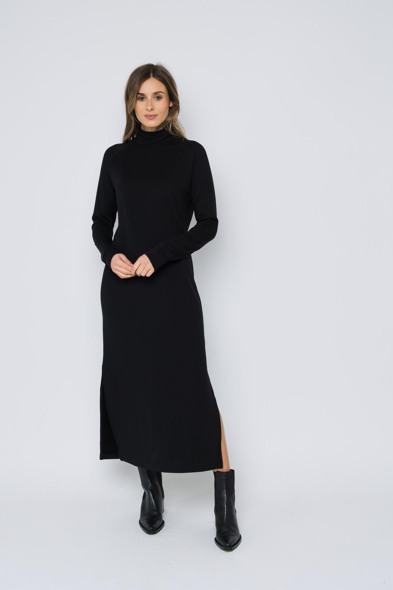 Ivy Luxe Fleece Maxi Dress - Black - Blue Sky Fashions & Lingerie