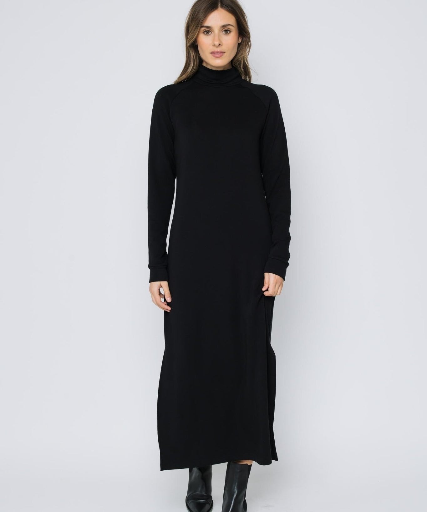 Ivy Luxe Fleece Maxi Dress - Black - Blue Sky Fashions & Lingerie