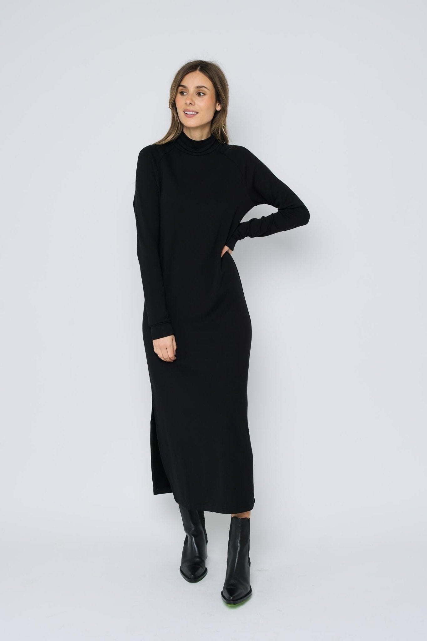 Ivy Luxe Fleece Maxi Dress - Black - Blue Sky Fashions & Lingerie