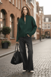 Jasper zip front cardigan - bottle green - Blue Sky Fashions & Lingerie