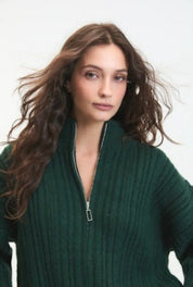 Jasper zip front cardigan - bottle green - Blue Sky Fashions & Lingerie