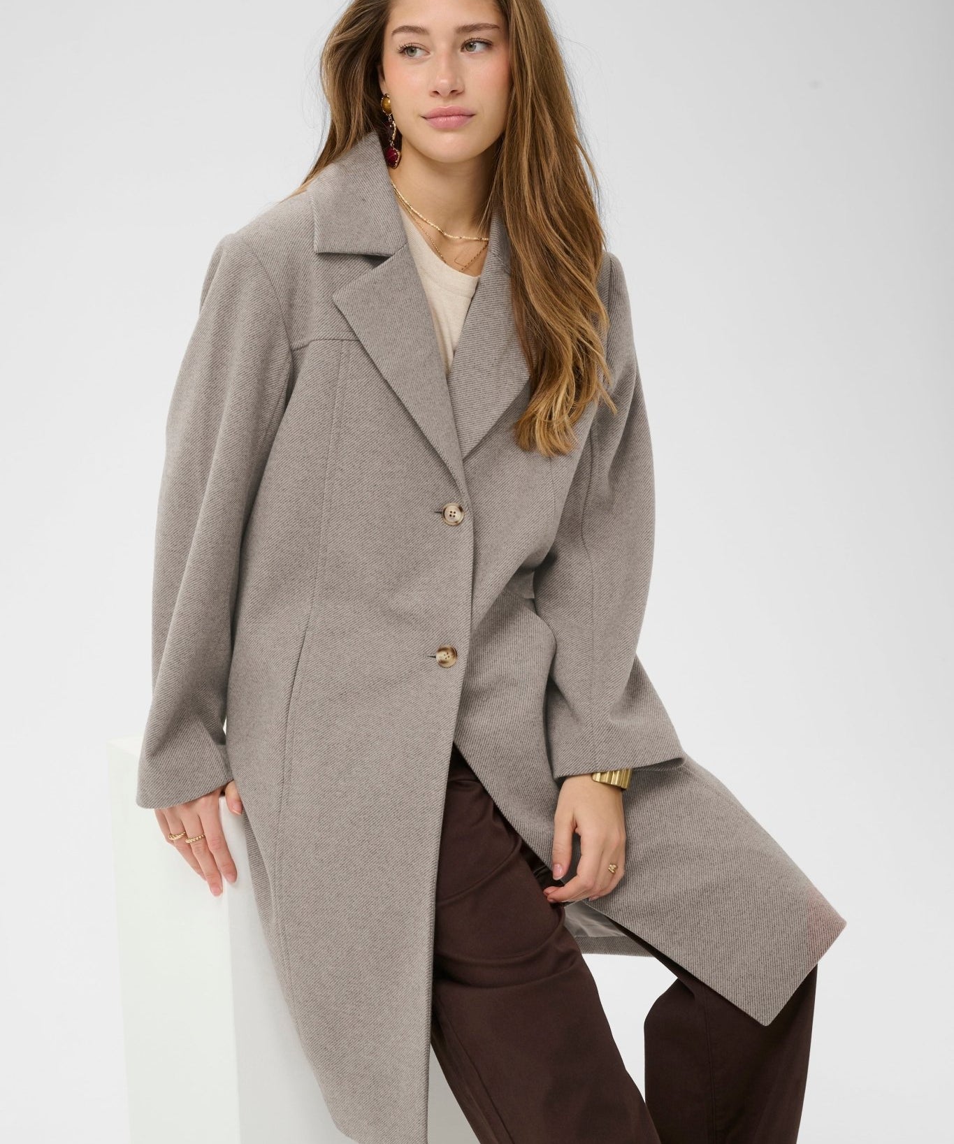Jaze Long Coat by Cream - lentil melange - Blue Sky Fashions & Lingerie
