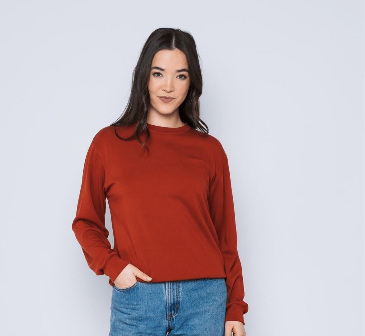 Jenna Luxe Crew Neck - Brick - Blue Sky Fashions & Lingerie