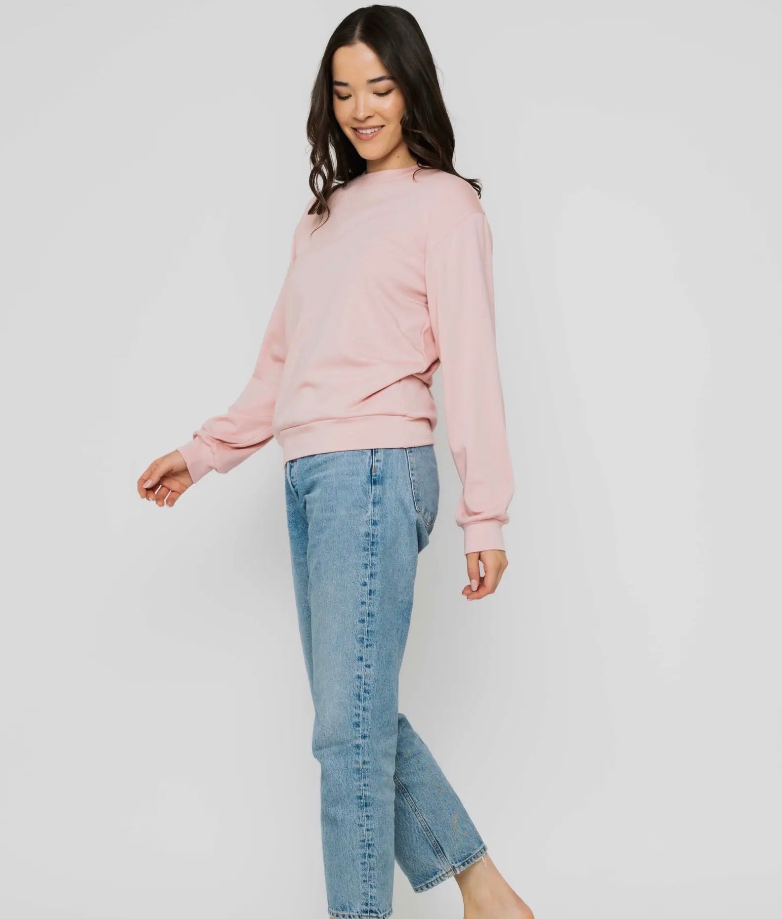 Jenna - Luxe Fleece Crew - Blush - Blue Sky Fashions & Lingerie