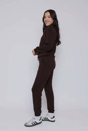 Jenna - Luxe Fleece Crew - Chocolate - Blue Sky Fashions & Lingerie