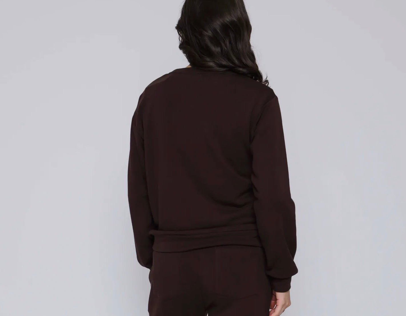 Jenna - Luxe Fleece Crew - Chocolate - Blue Sky Fashions & Lingerie