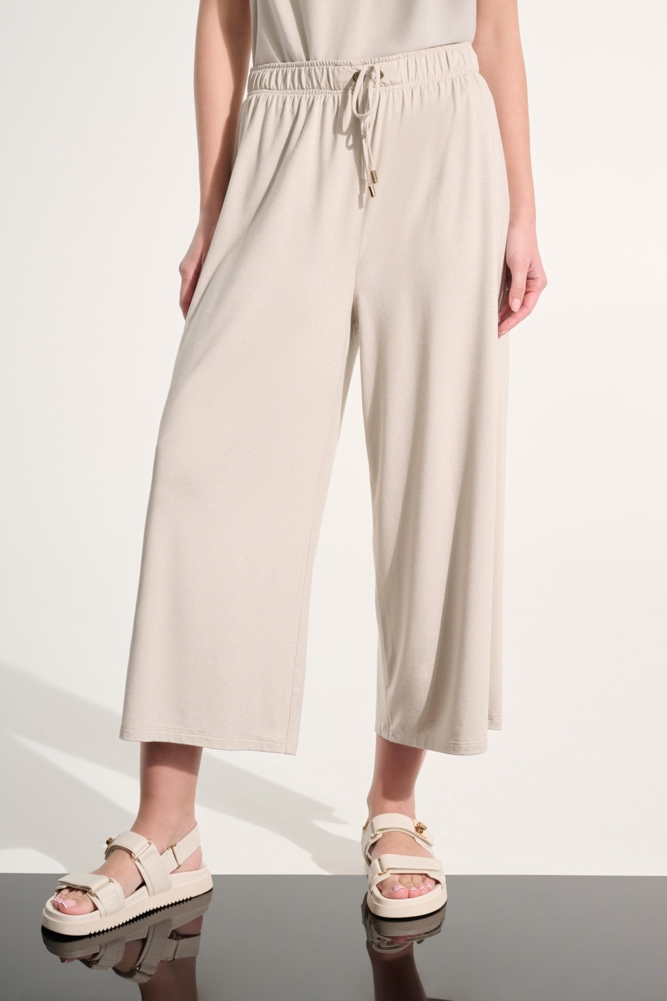 Jersey Pull - On Culotte Pant With Tie Waist in Moonstone - Blue Sky Fashions & Lingerie