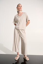 Jersey Pull - On Culotte Pant With Tie Waist in Moonstone - Blue Sky Fashions & Lingerie