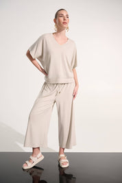 Jersey Pull - On Culotte Pant With Tie Waist in Moonstone - Blue Sky Fashions & Lingerie
