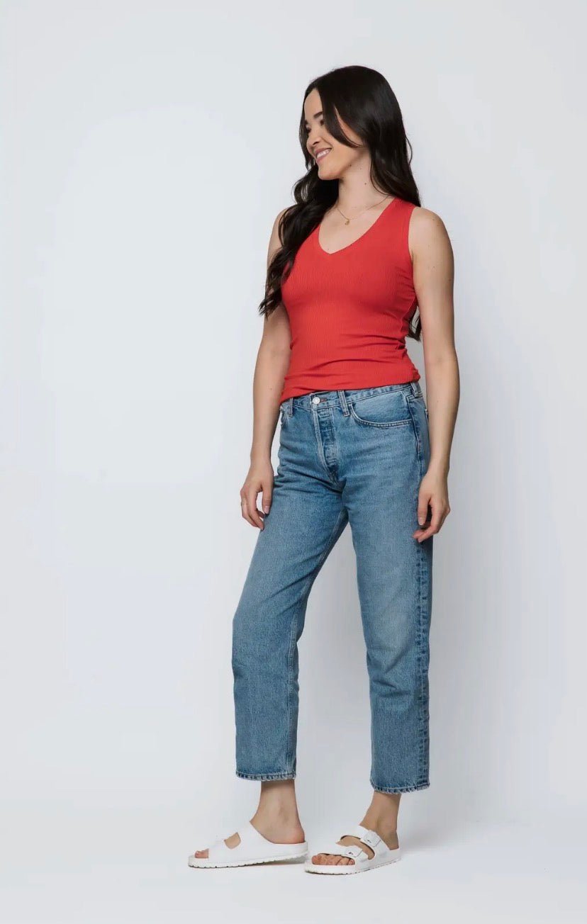 Joelle V - neck Tank by Orb - Crimson red - Blue Sky Fashions & Lingerie