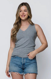 Joelle V - neck Tank by Orb - Heather grey - Blue Sky Fashions & Lingerie