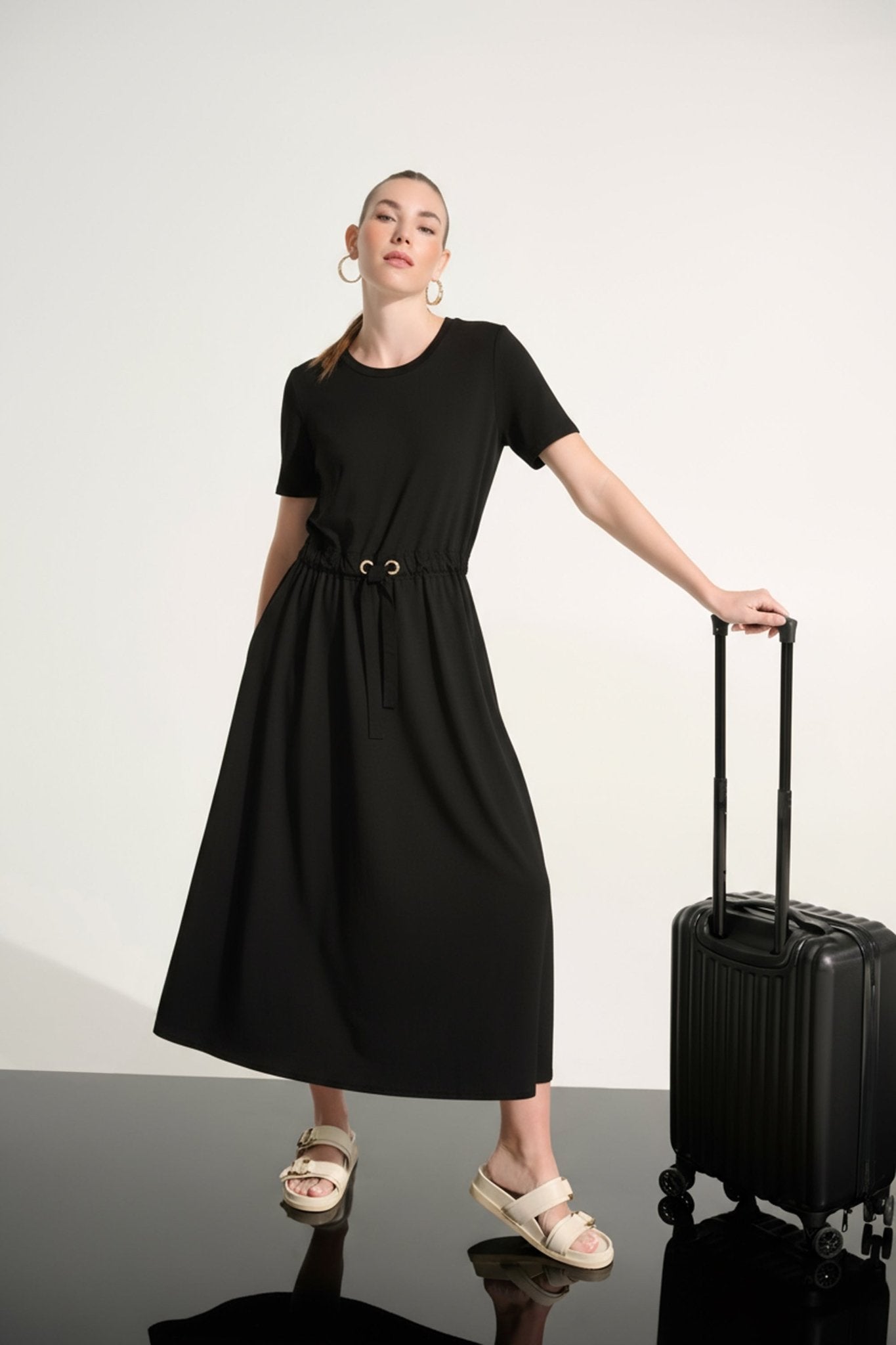 Joseph Ribkoff Jersey And Memory Fit & Flare Dress With Waist Detail - Blue Sky Fashions & Lingerie