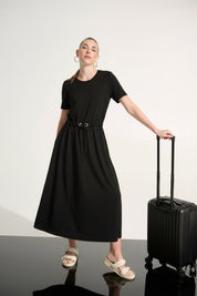 Joseph Ribkoff Jersey And Memory Fit & Flare Dress With Waist Detail - Blue Sky Fashions & Lingerie