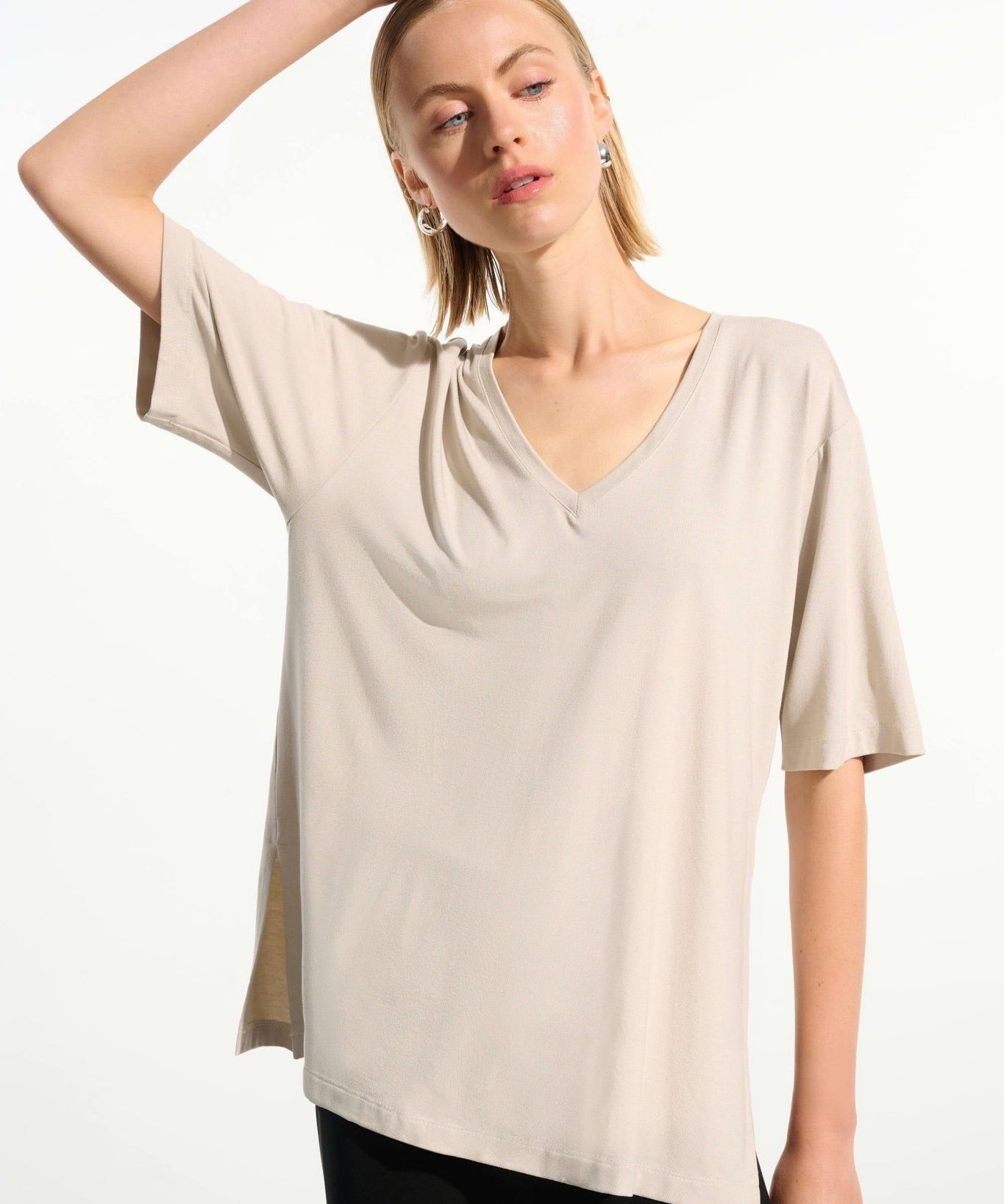 Joseph Ribkoff Jersey Boxy Tunic With V-neckline 261600 - Moonstone - Blue Sky Fashions & Lingerie