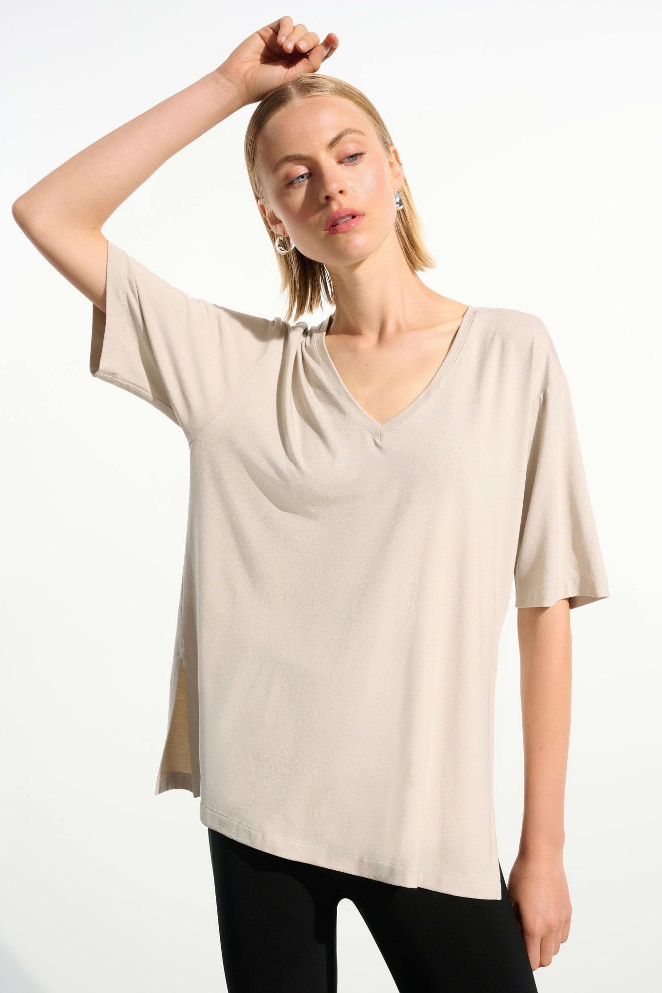 Joseph Ribkoff Jersey Boxy Tunic With V-neckline 261600 - Moonstone - Blue Sky Fashions & Lingerie