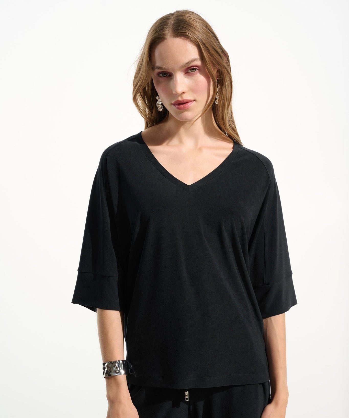 Joseph Ribkoff Jersey Boxy Tunic With V-neckline 261641 - Black - Blue Sky Fashions & Lingerie
