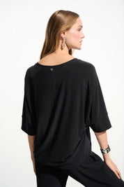 Joseph Ribkoff Jersey Boxy Tunic With V-neckline 261641 - Black - Blue Sky Fashions & Lingerie