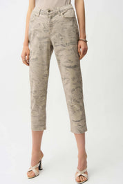 Joseph Ribkoff Metallic Abstract Print Slim Crop Jeans - 261959 - Blue Sky Fashions & Lingerie