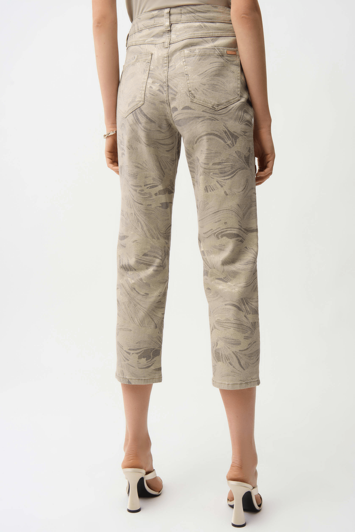 Joseph Ribkoff Metallic Abstract Print Slim Crop Jeans - 261959 - Blue Sky Fashions & Lingerie