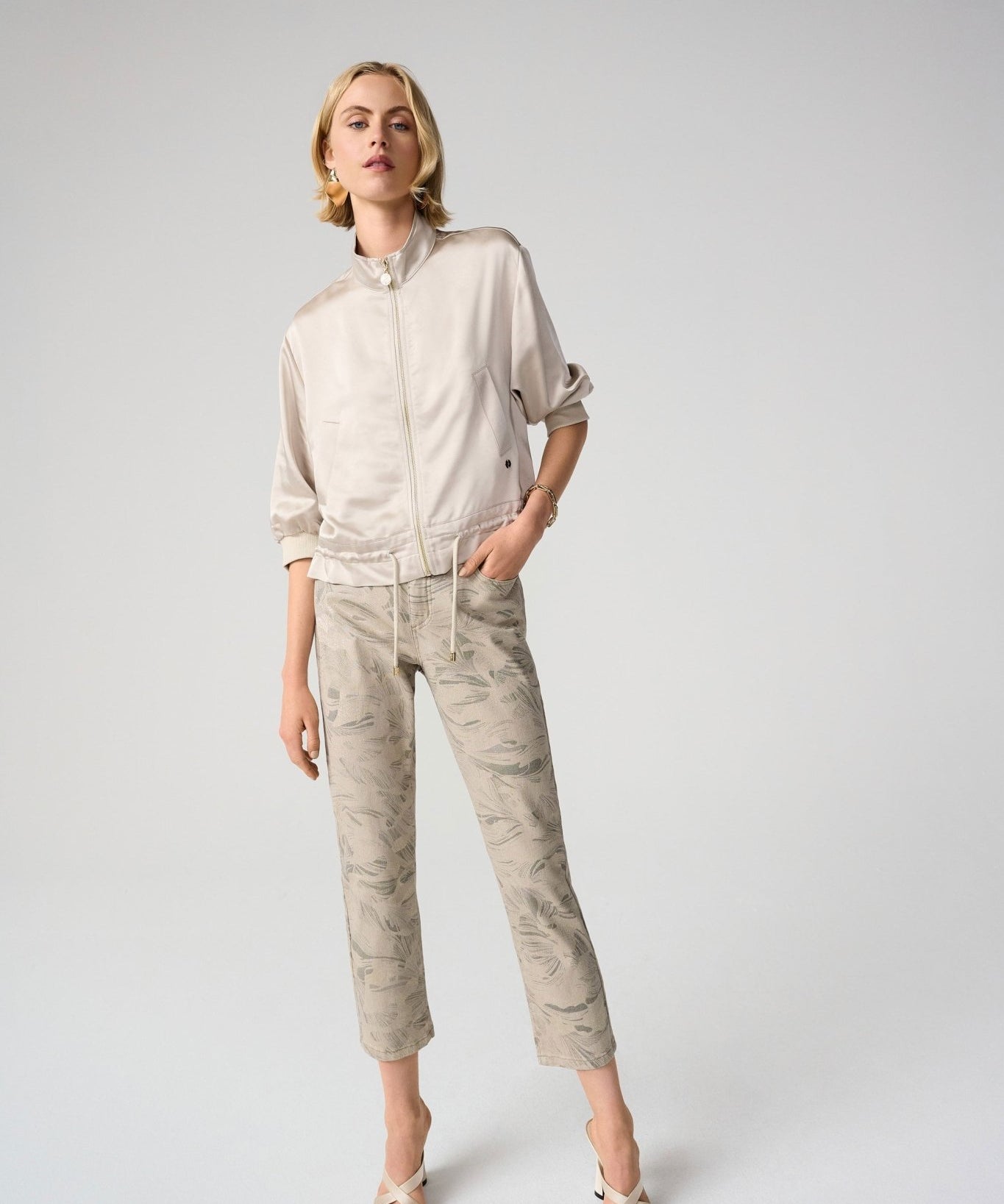 Joseph Ribkoff Metallic Abstract Print Slim Crop Jeans - 261959 - Blue Sky Fashions & Lingerie