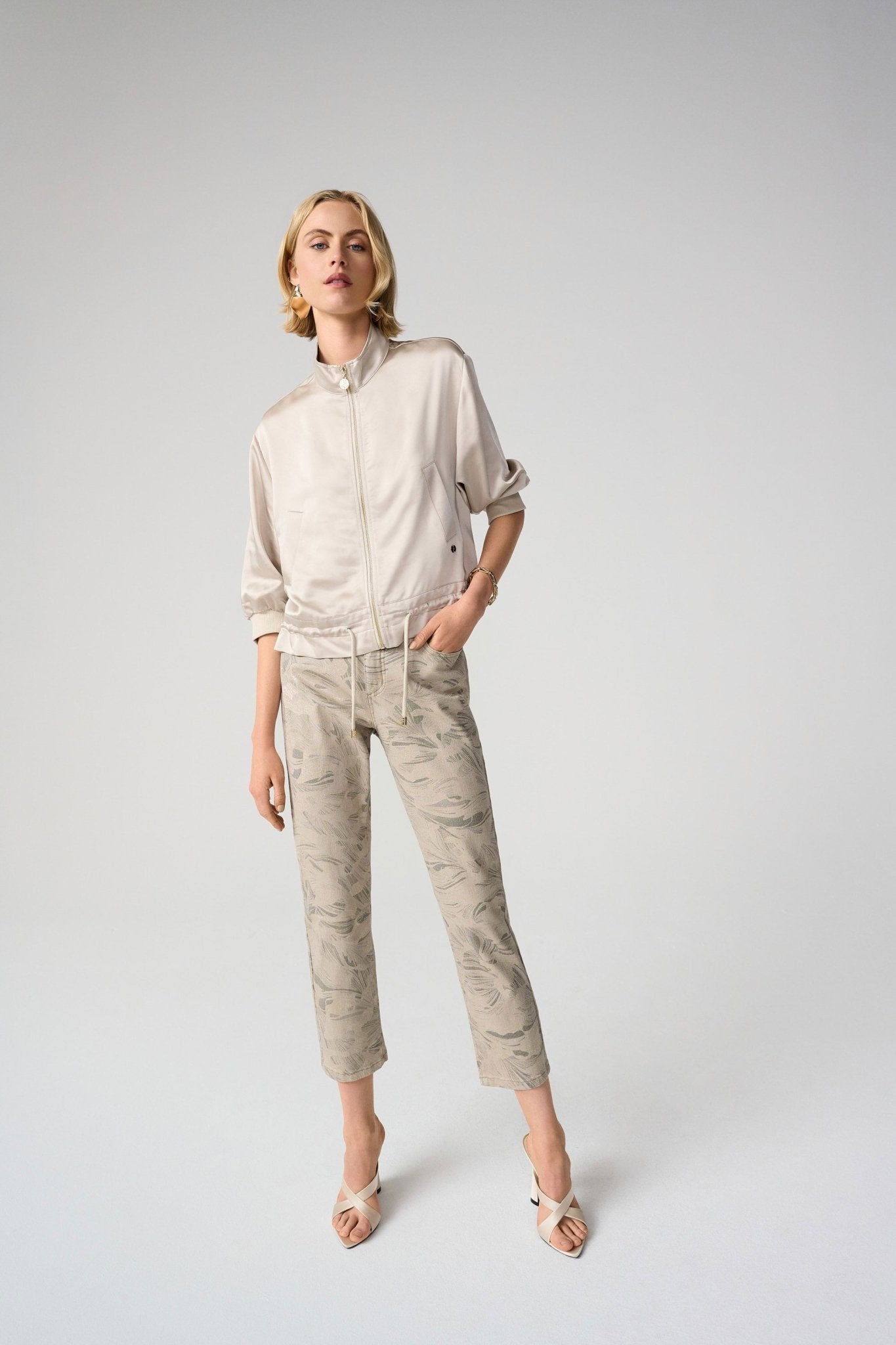 Joseph Ribkoff Metallic Abstract Print Slim Crop Jeans - 261959 - Blue Sky Fashions & Lingerie