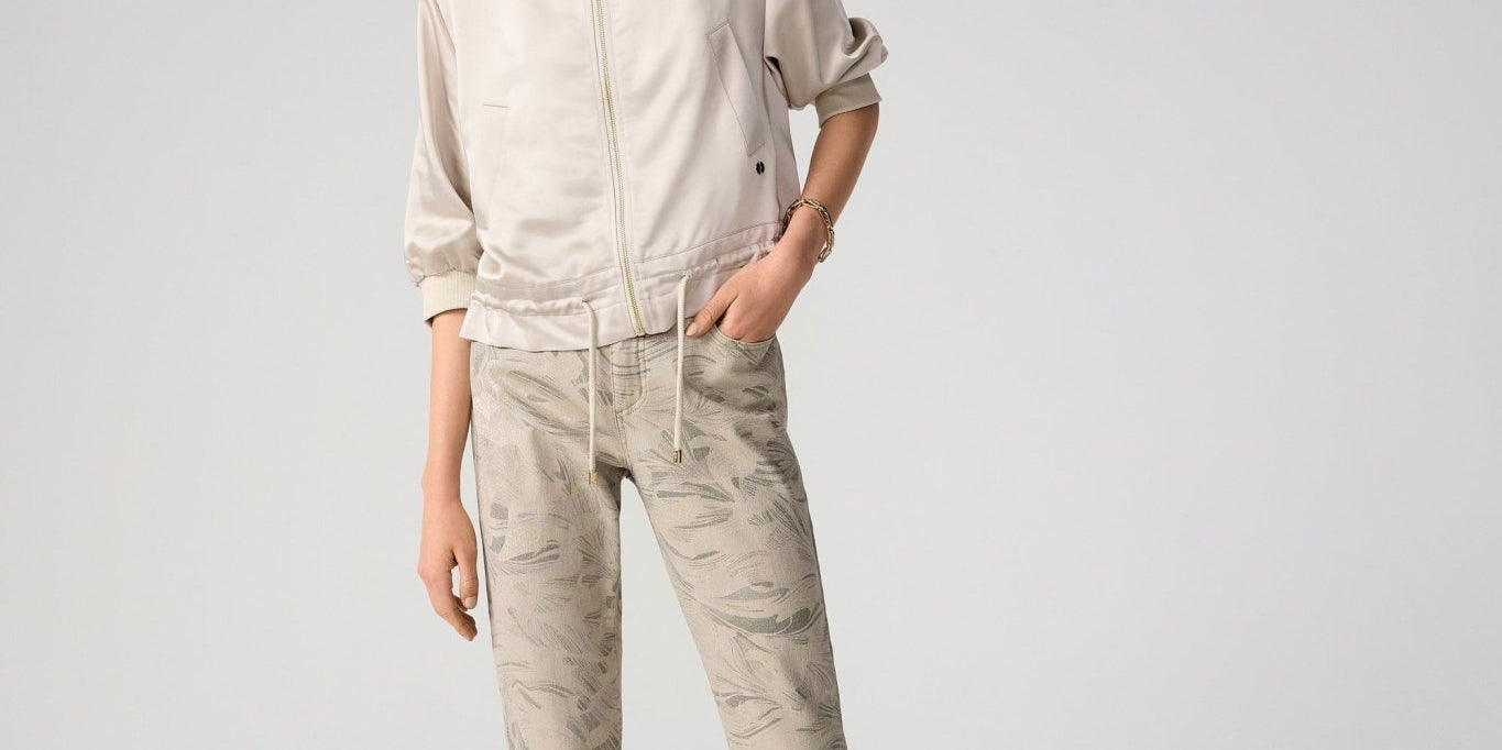 Joseph Ribkoff Metallic Abstract Print Slim Crop Jeans - 261959 - Blue Sky Fashions &amp; Lingerie